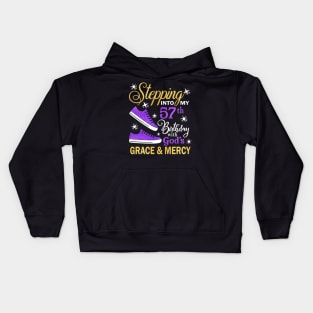 Stepping Into My 57th Birthday With God's Grace & Mercy Bday Kids Hoodie